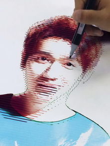 美术生用直尺作画,1副画出朱一龙4种表情,网友跪着看完的