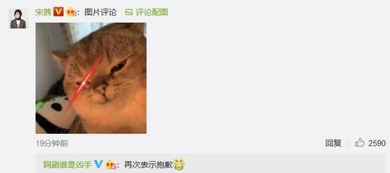 宋茜发表情包回复谁是凶手剧组剧方再度为擅用其旧照道歉