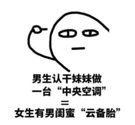 表情包男人认干妹妹做一台中央空调等于女人有男闺蜜云备胎