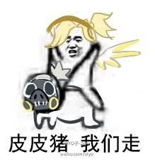 天使皮皮坐骑系列表情包皮皮猪我们走