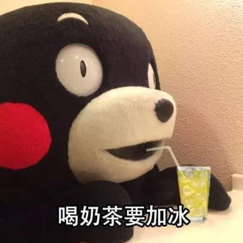 熊本熊表情包喝奶茶是不会胖的